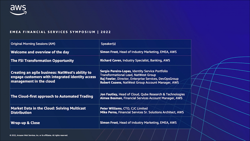 AWS EMEA Financial Services Symposium
