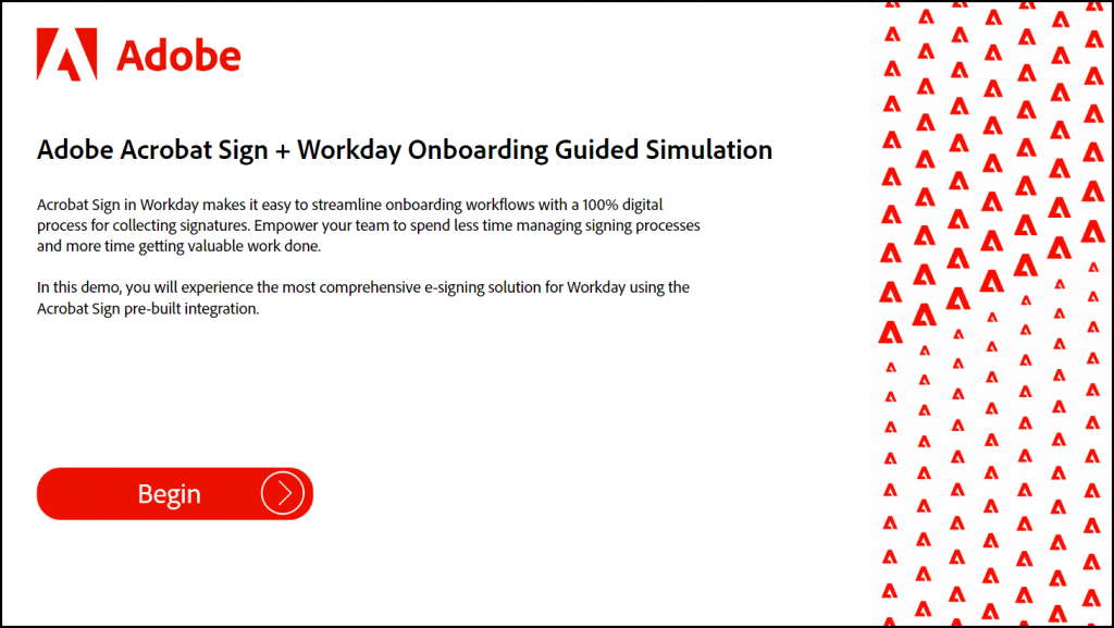 Adobe Acrobat Sign + Workday Onboarding Guided Simulation