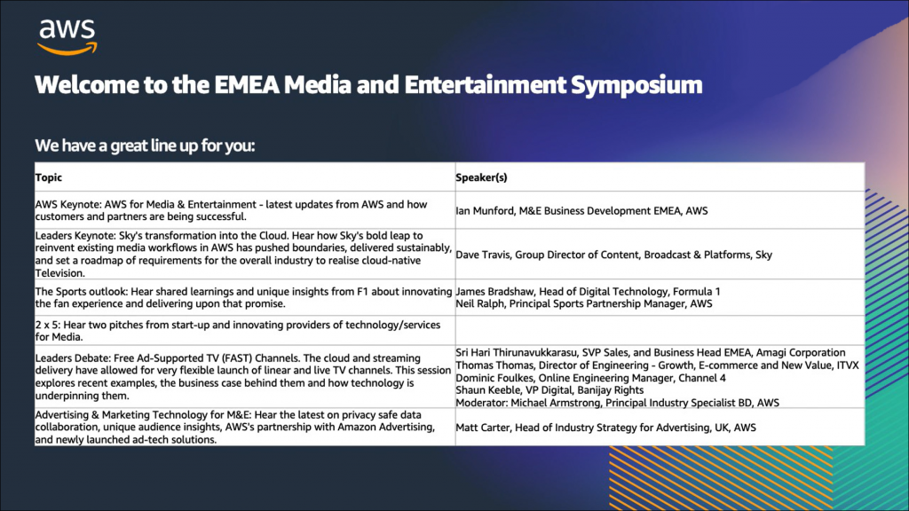 Welcome to the EMEA Media and Entertainment Symposium