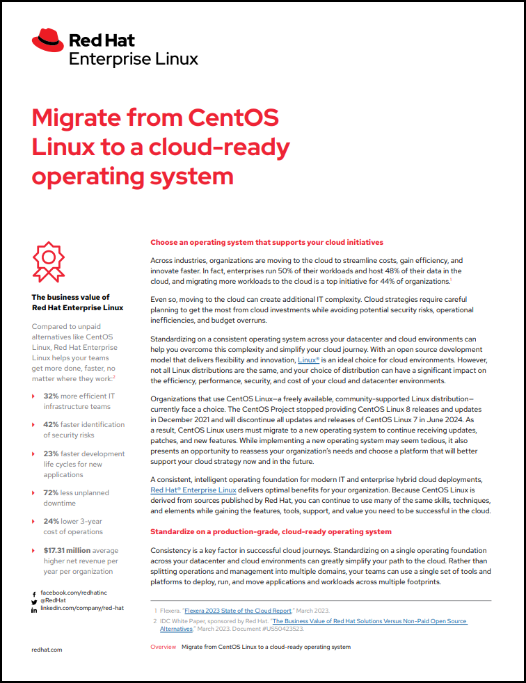Migrate from CentOS Linux to a cloud-ready operating system