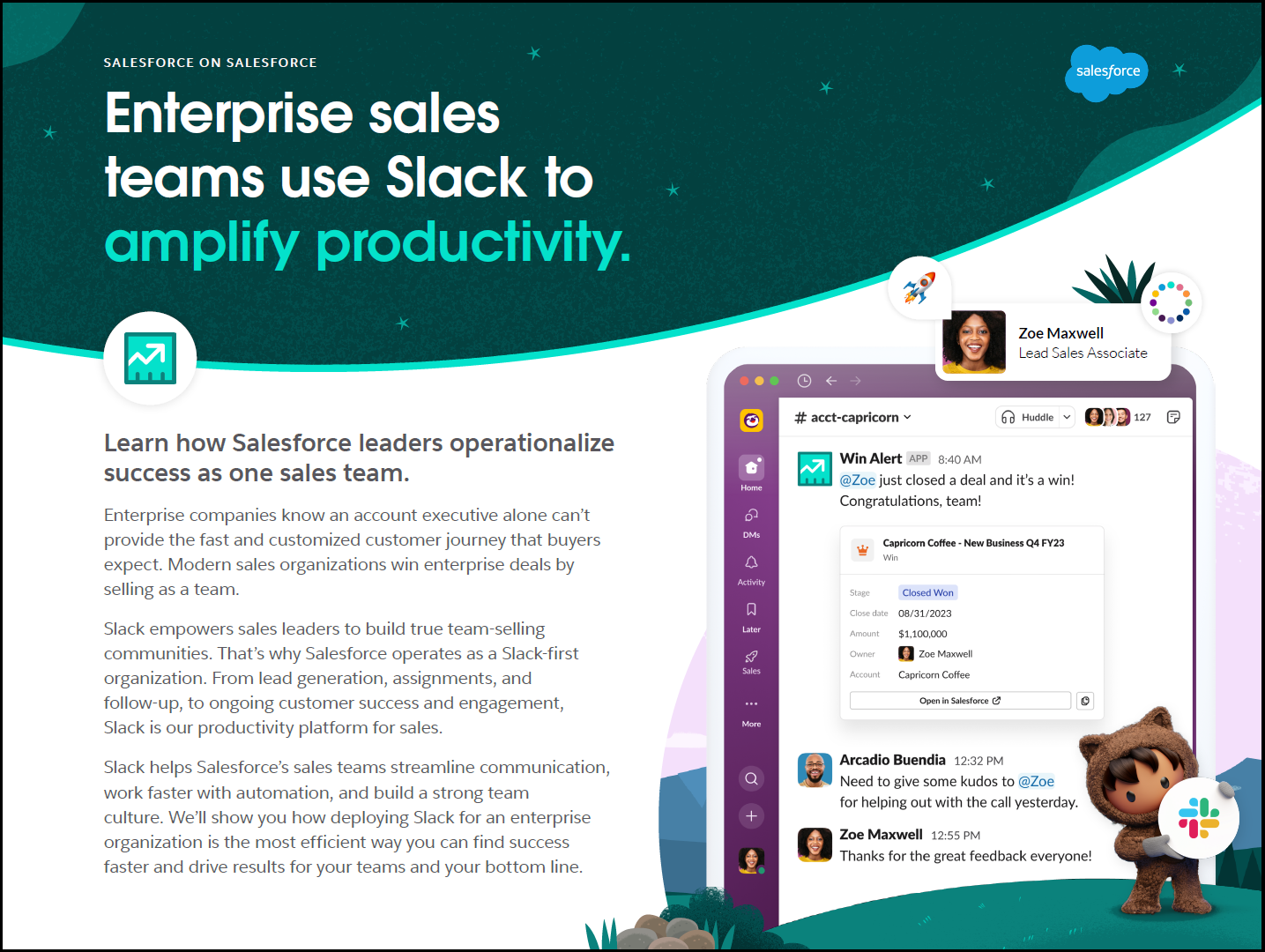 Enterprise sales teams use Slack to amplify productivity.