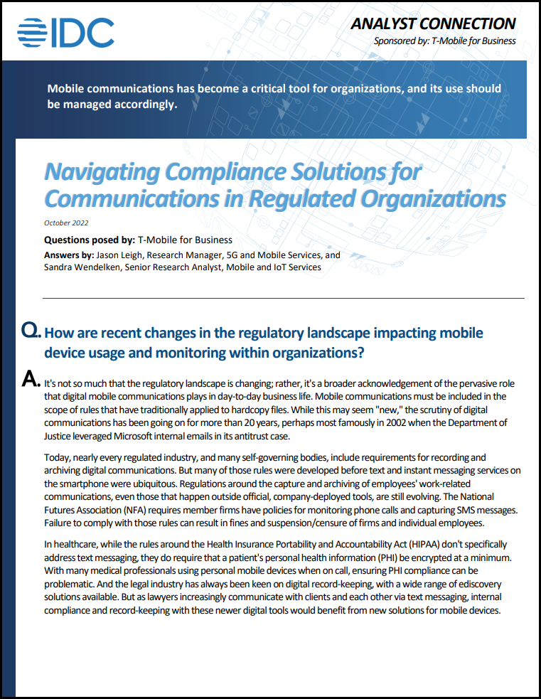 Navigating Compliance Solutions for Communications in Regulated Organizations
