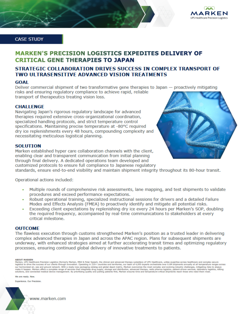 Markens Precision Logistics Expedites Delivery of Critical Gene Therapies to Japan-LP