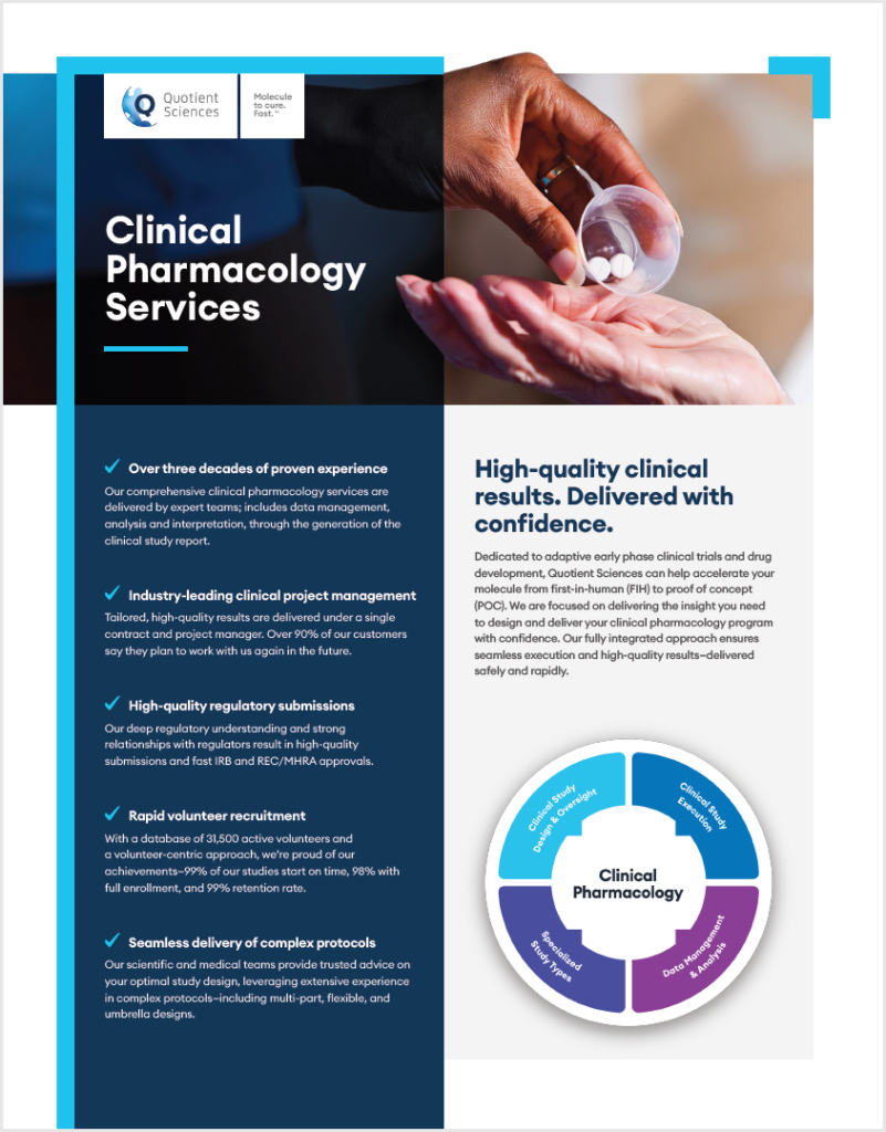 Phase I Clinical Pharmacology Services from Quotient Sciences - LP