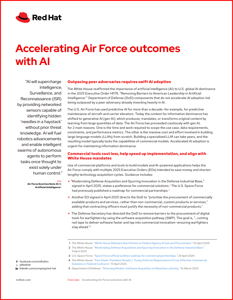 Accelerating Air and Space Forces outcomes with Red Hat AI