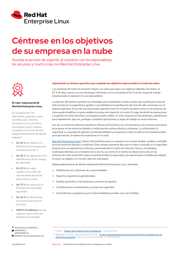 Céntrese en los objetivos de su empresa en la nube